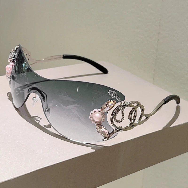 Kaleido Rhinestone Rimless Shades
