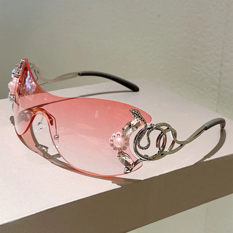 Kaleido Rhinestone Rimless Shades