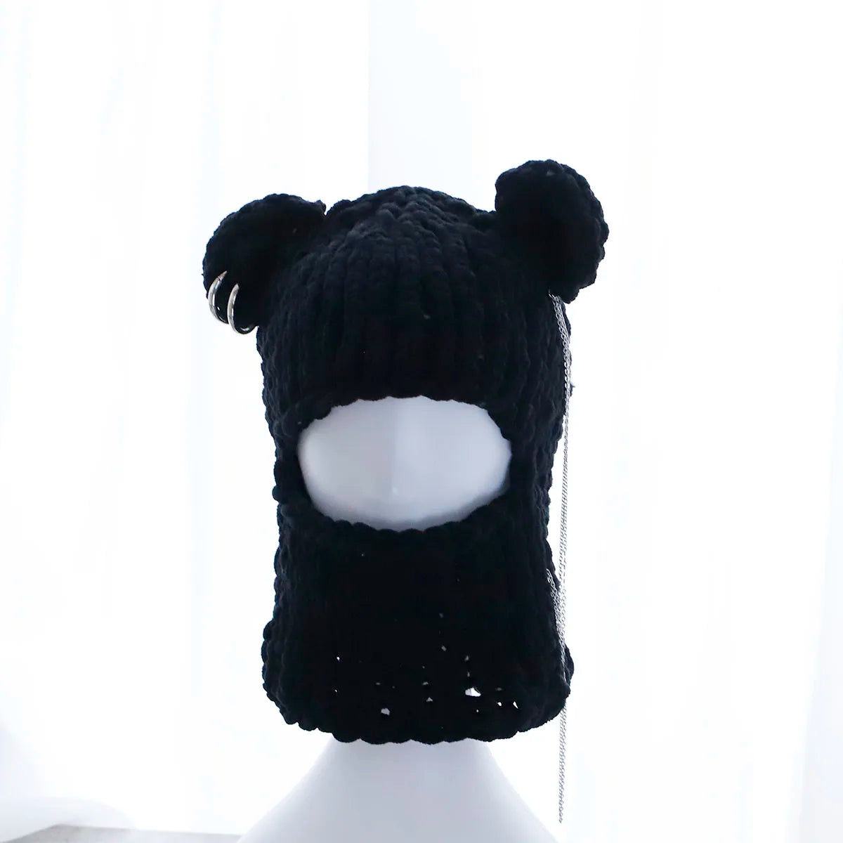 Kaleido Bear Ear Knit Mask Hat