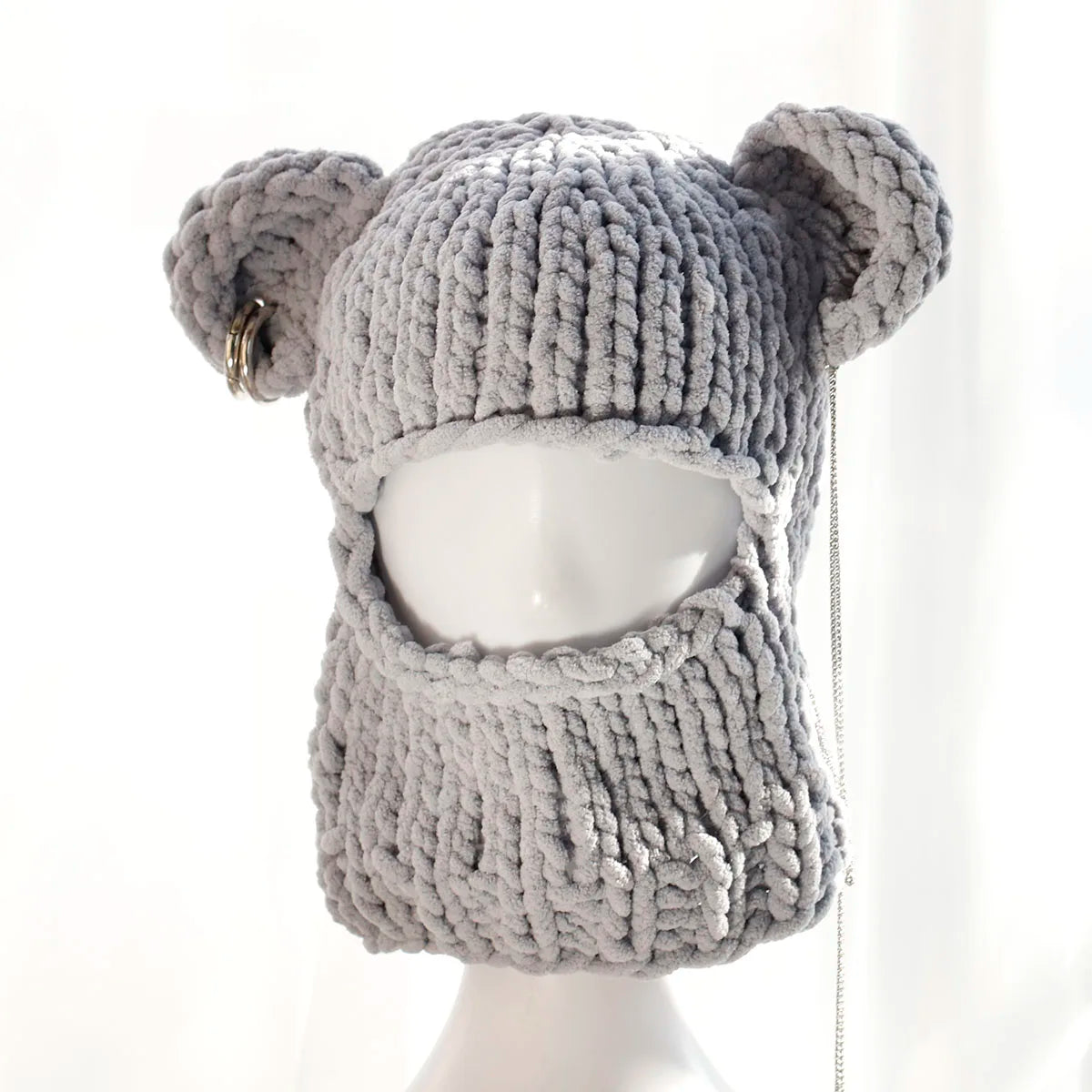 Kaleido Bear Ear Knit Mask Hat