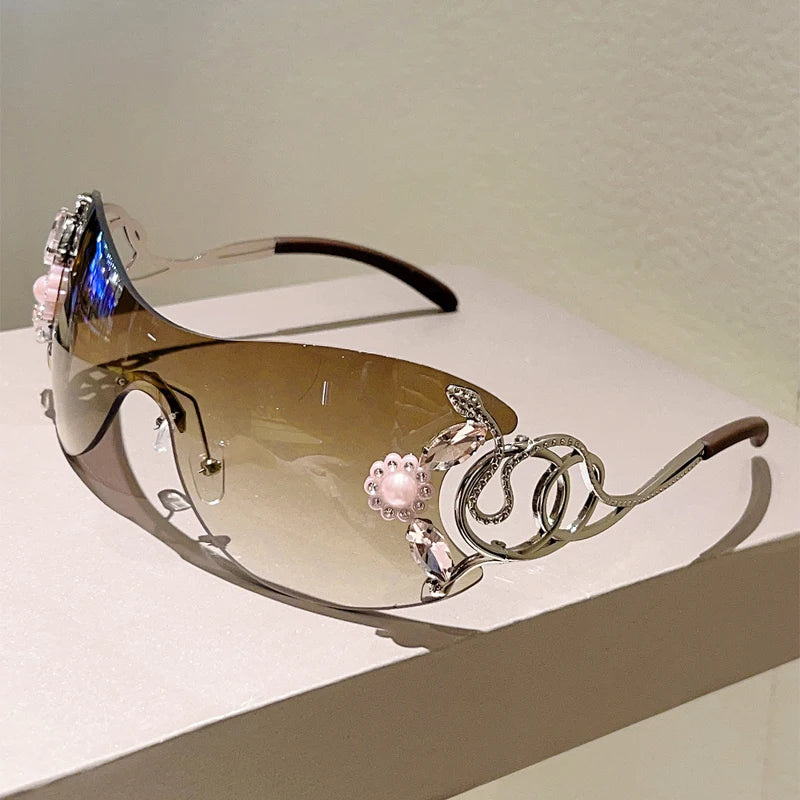 Kaleido Rhinestone Rimless Shades