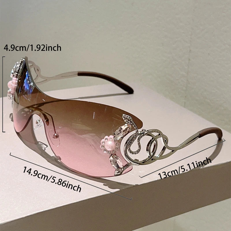 Kaleido Rhinestone Rimless Shades