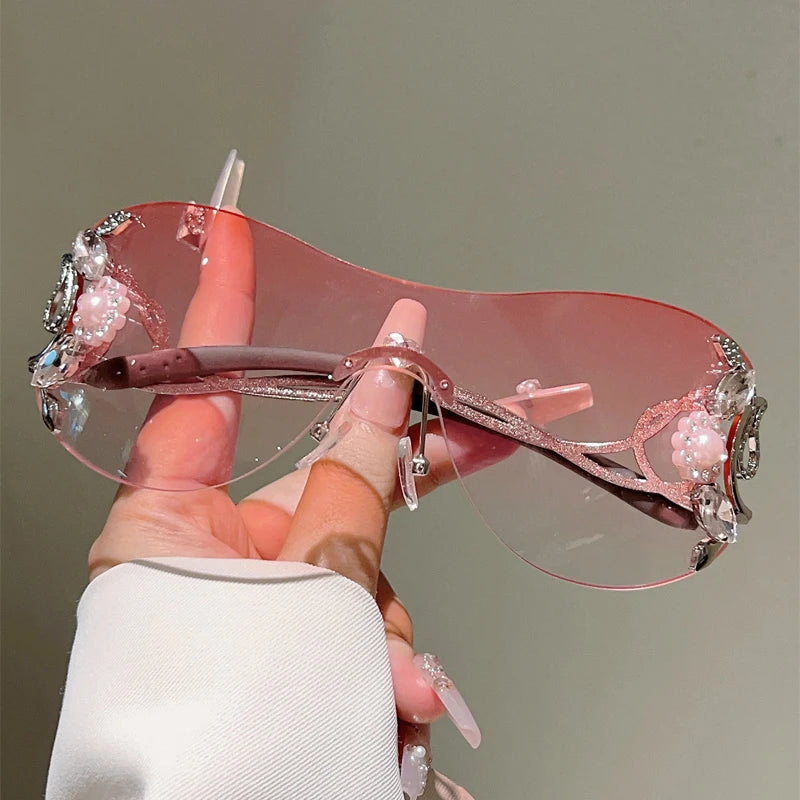 Kaleido Rhinestone Rimless Shades