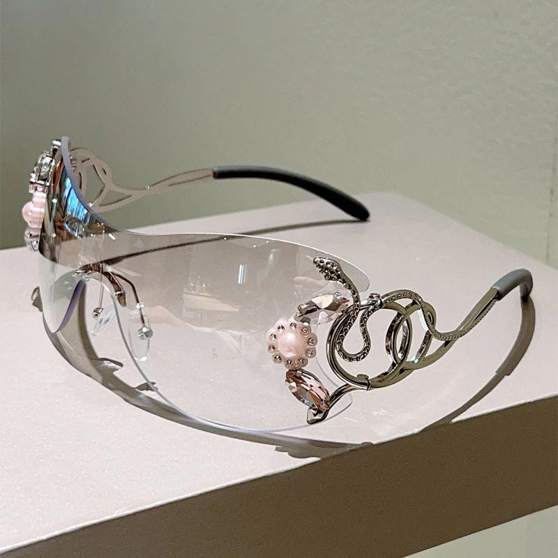 Kaleido Rhinestone Rimless Shades
