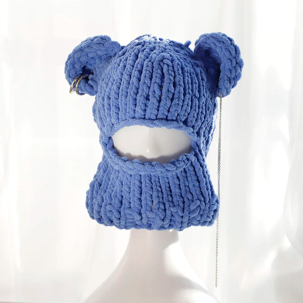Kaleido Bear Ear Knit Mask Hat
