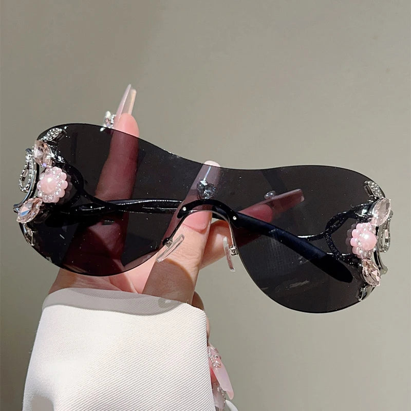 Kaleido Rhinestone Rimless Shades