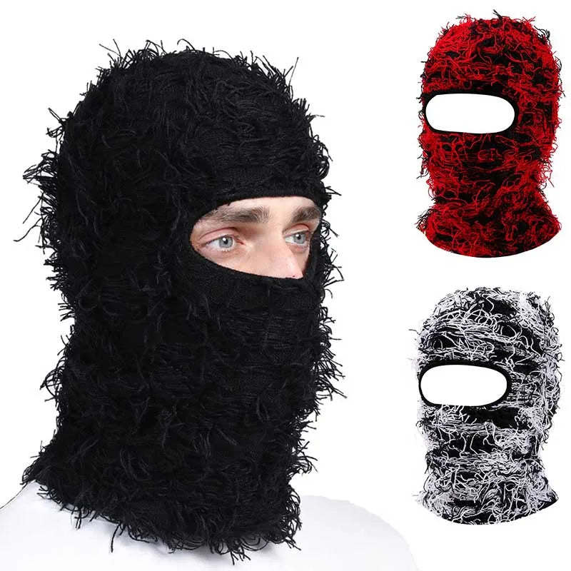 Kaleido Distressed Knit Balaclava
