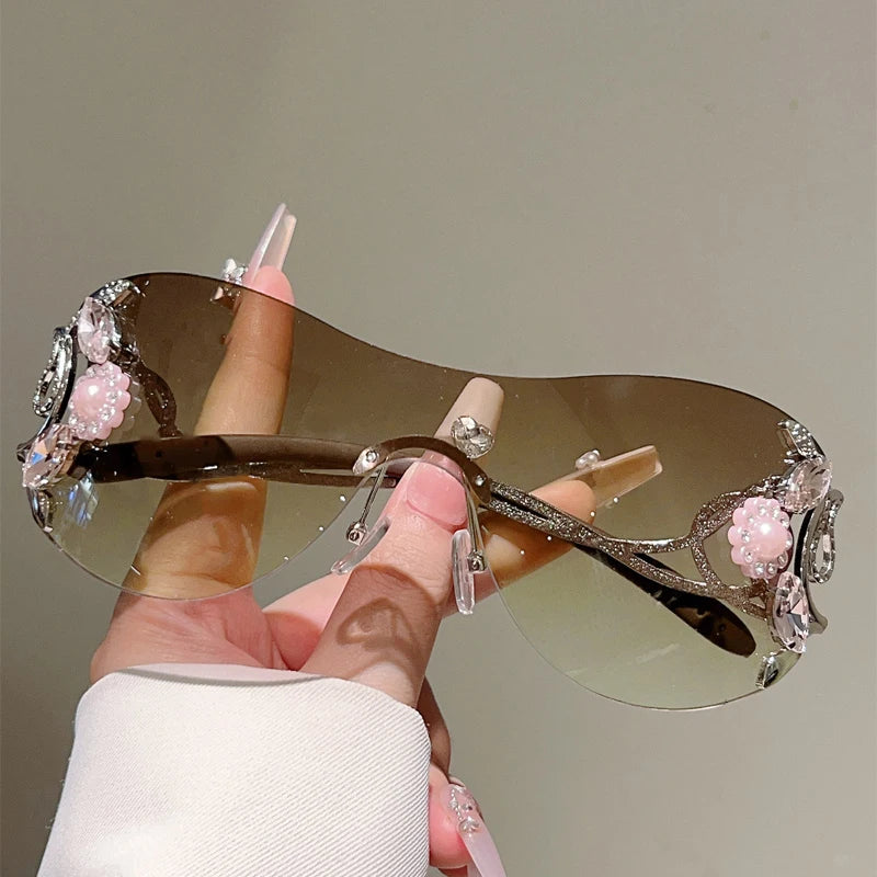 Kaleido Rhinestone Rimless Shades