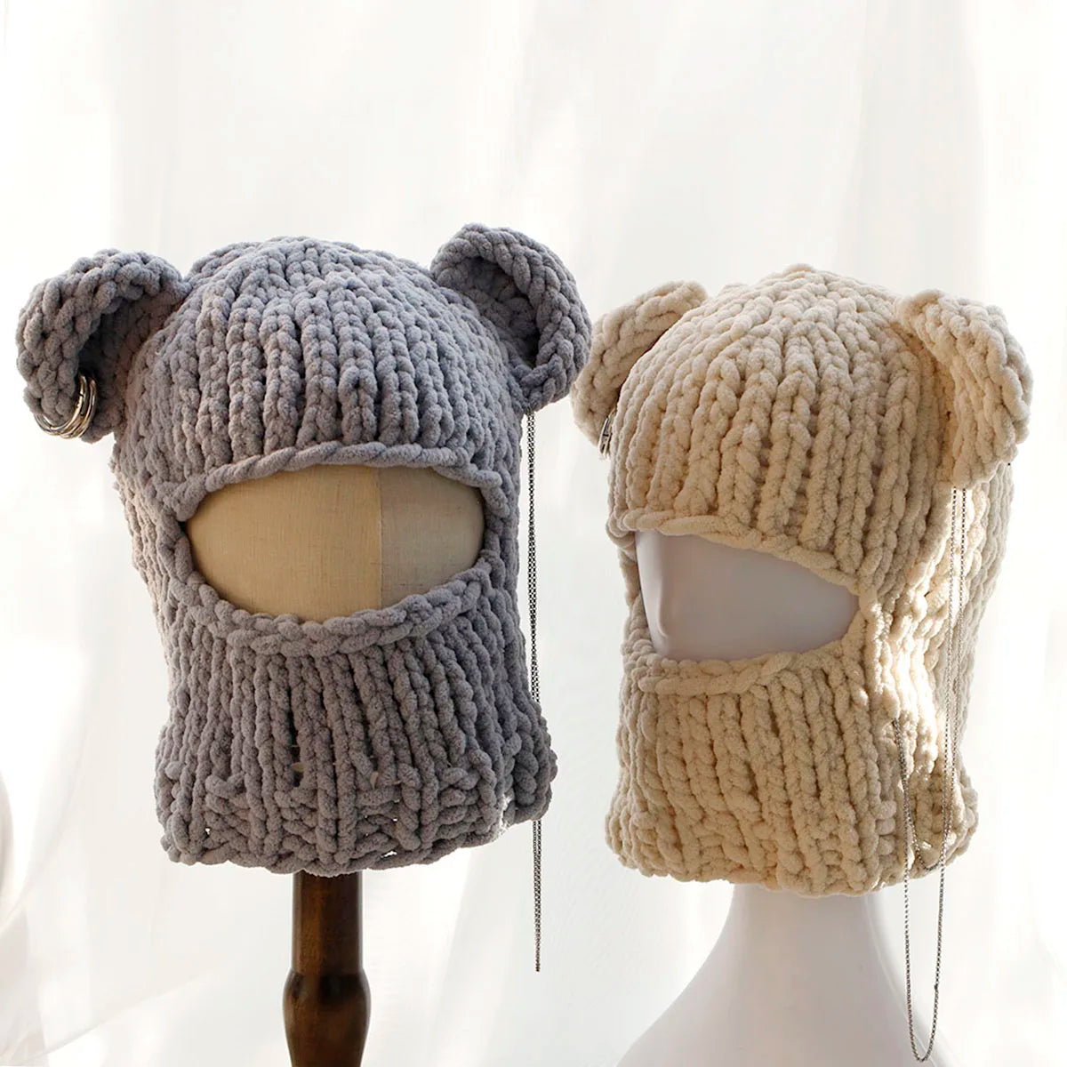 Kaleido Bear Ear Knit Mask Hat