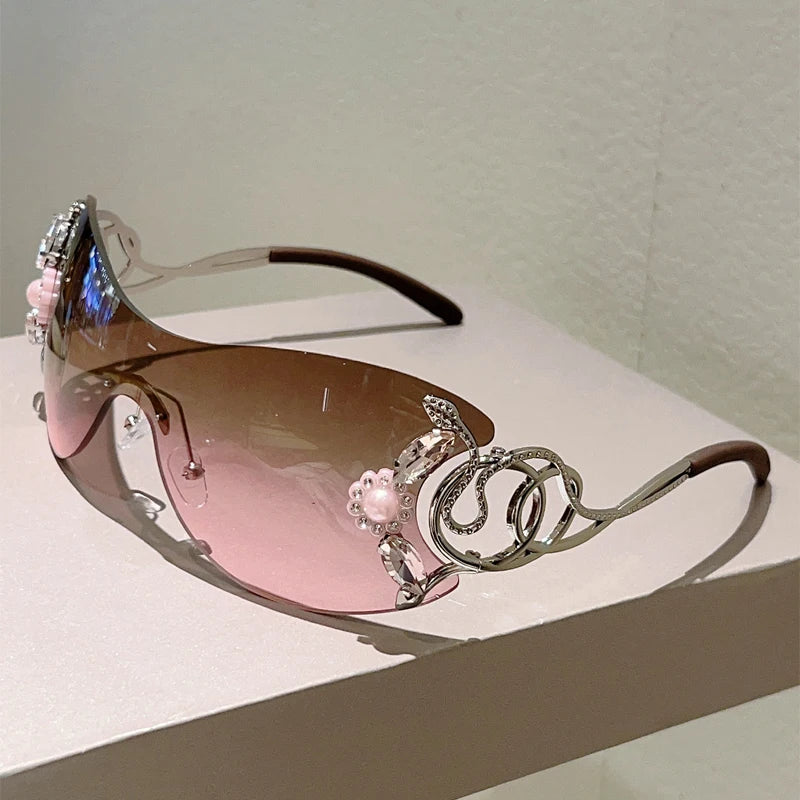 Kaleido Rhinestone Rimless Shades