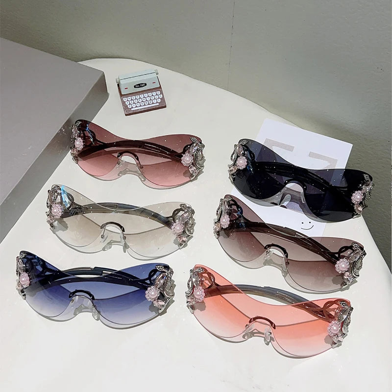 Kaleido Rhinestone Rimless Shades